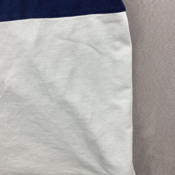 Brooks Brothers Mens Shirt XL White Blue Colorblock Rugby Polo Long Sleeve Crest - Picture 5 of 12